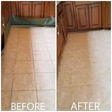 Before and after grout cleaning by Rose Restoration