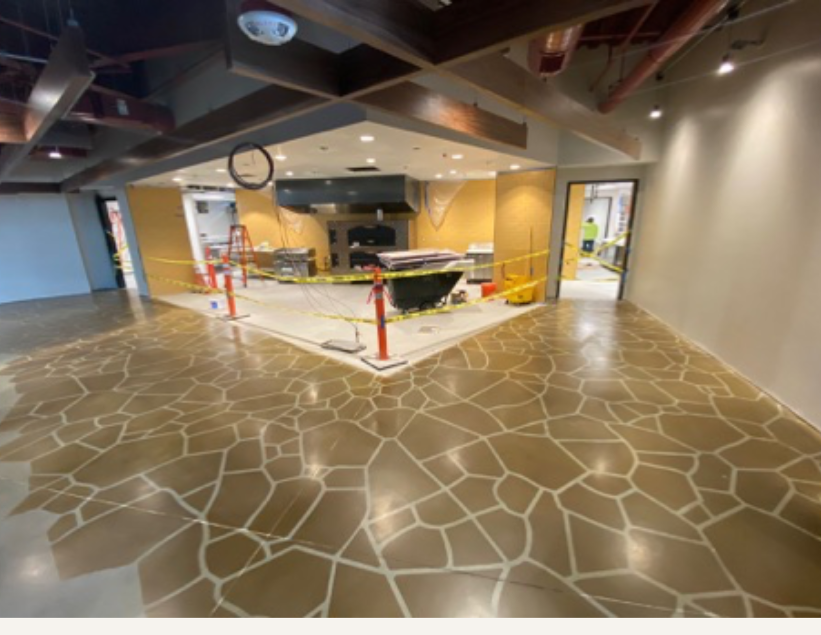 Polished, Stained, and Stenciled Concrete at a Tech Head-Quarters