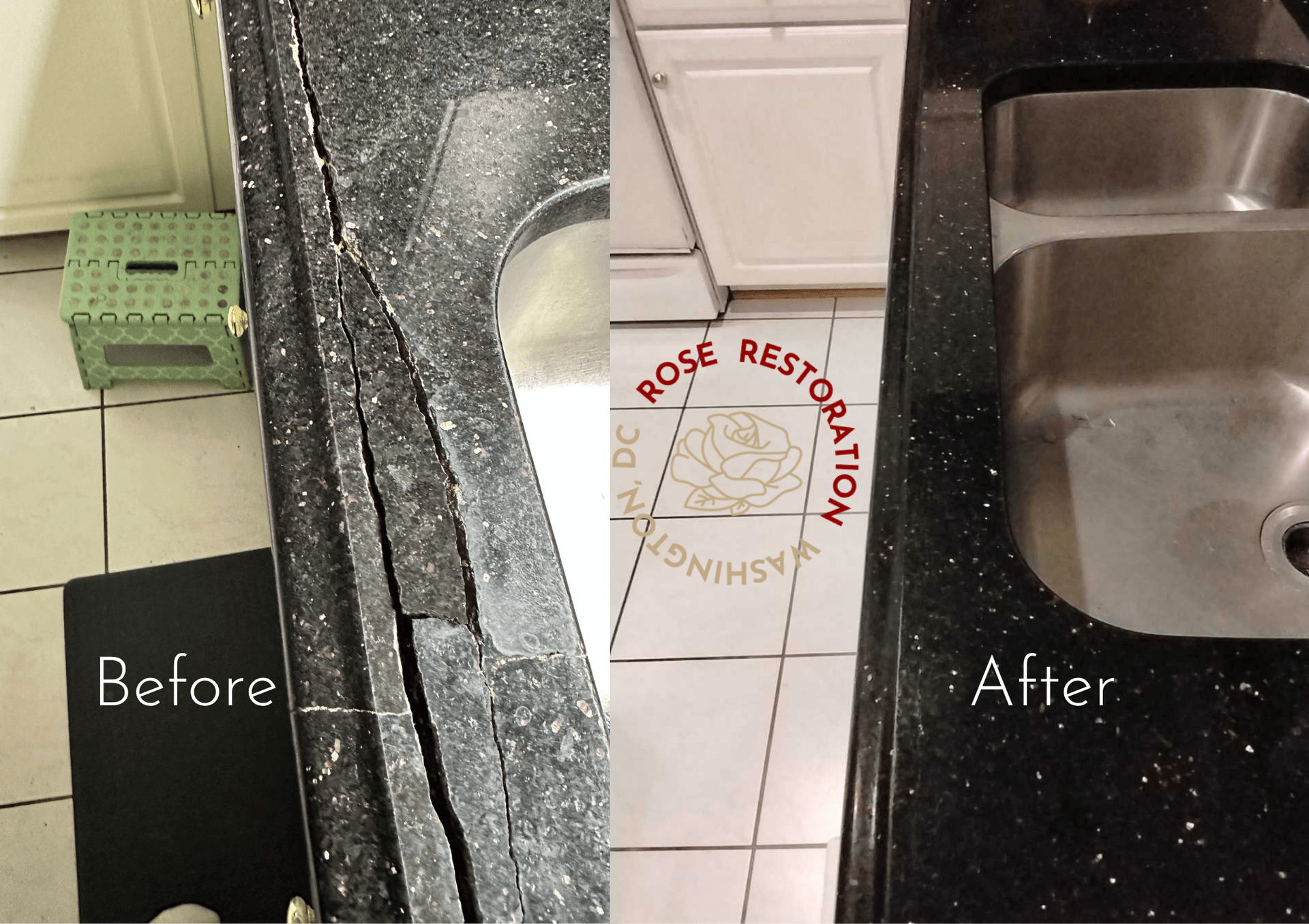 Black Marble Polished Table Before and After (7) — Rose Restoration