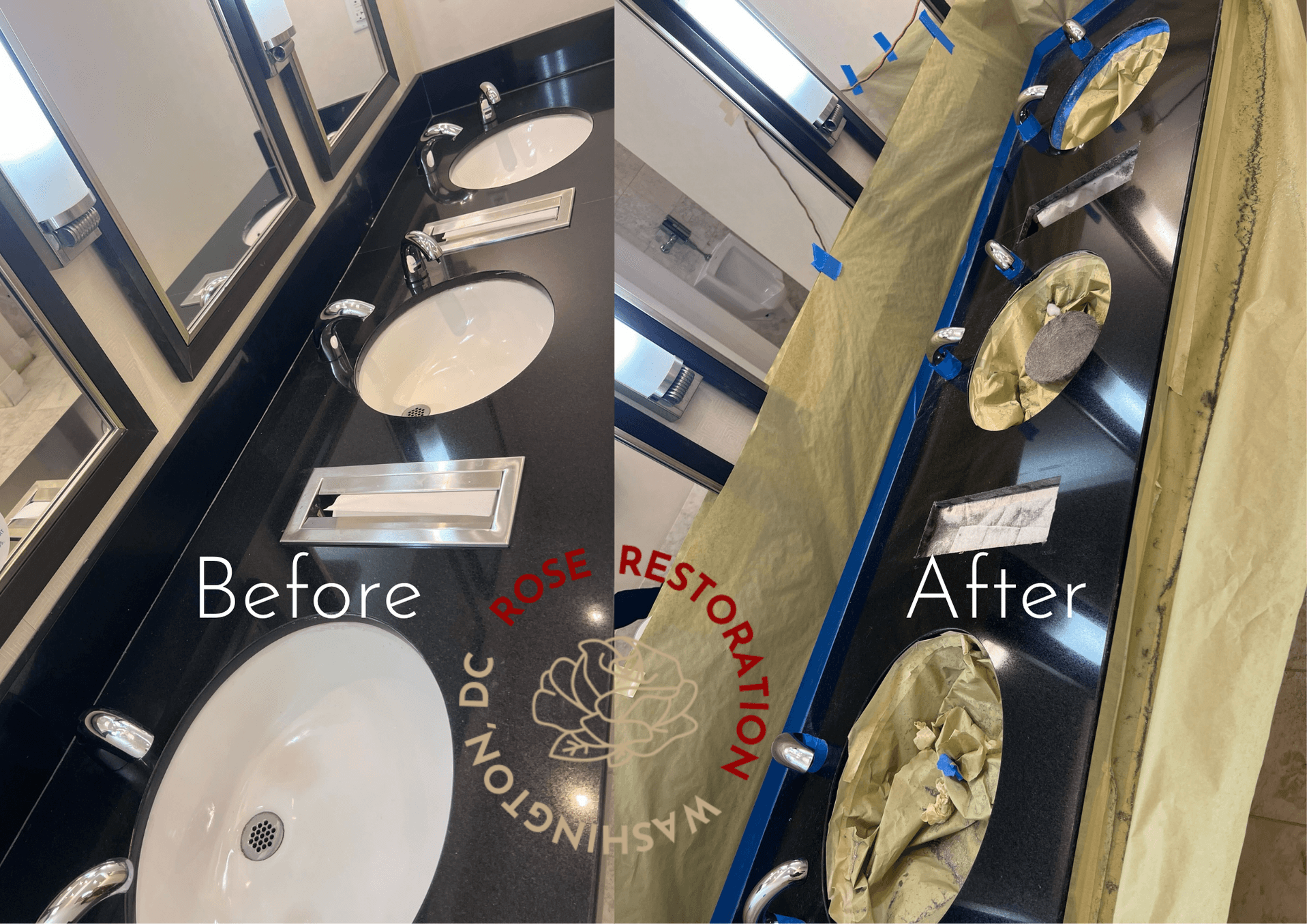 Black Marble Polished Table Before and After (9) — Rose Restoration