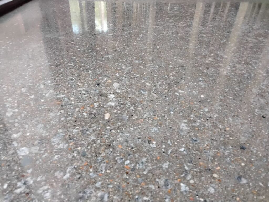 Polished terrazzo floor restored by Rose Restoration