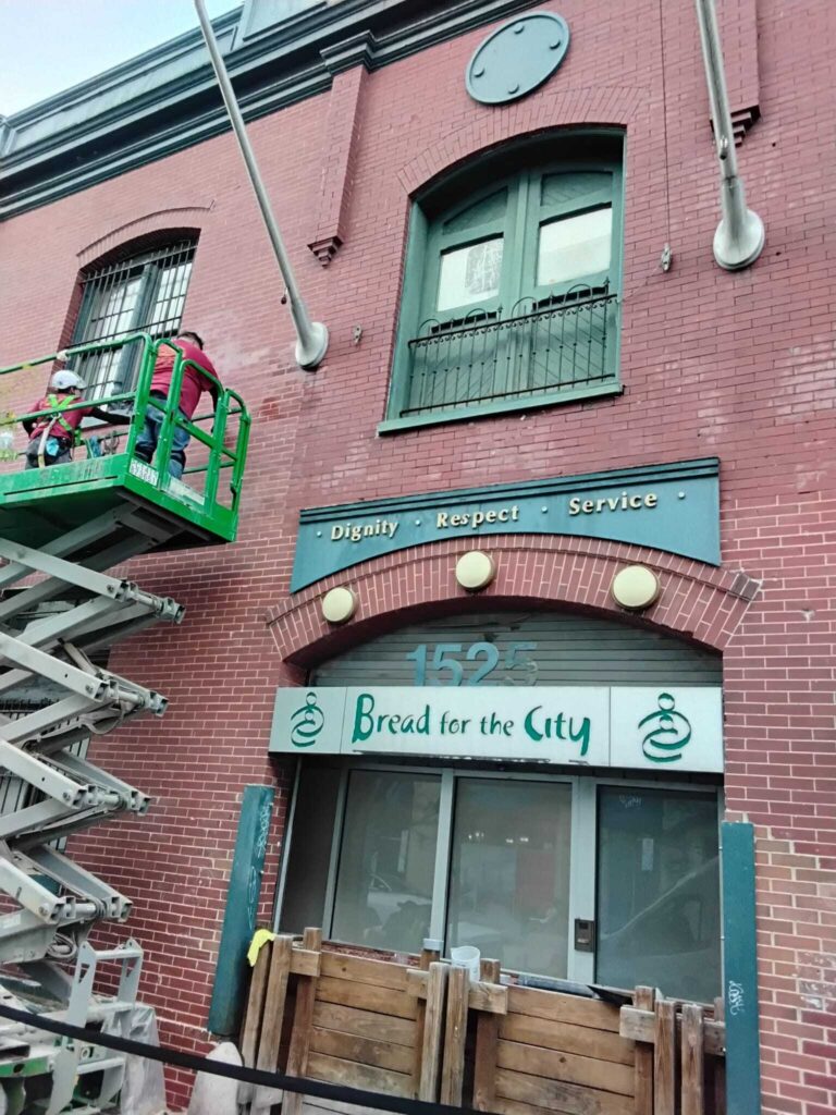 Historic building exterior masonry restoration