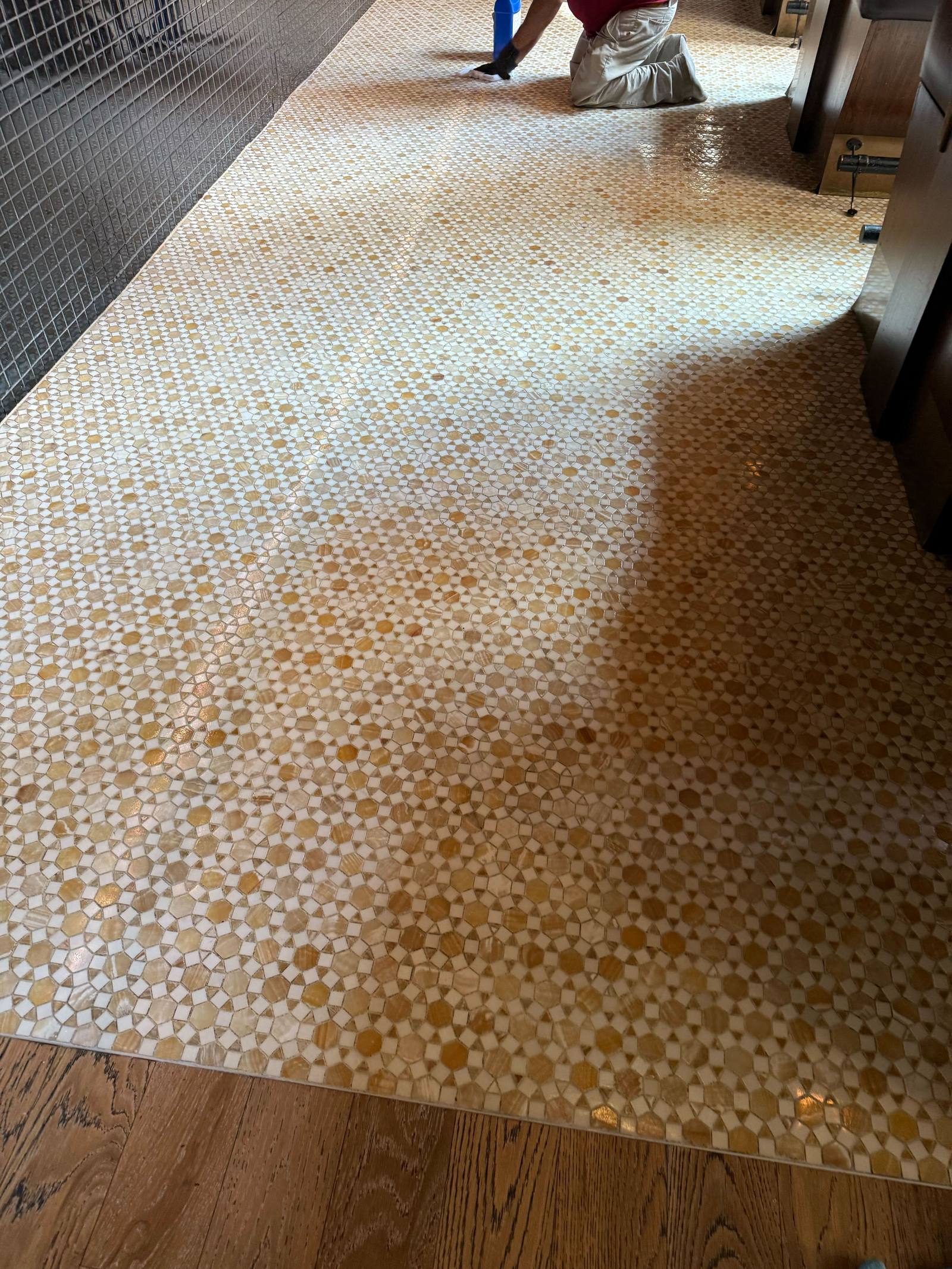 Restored mosaic restaurant floor at Bourbon Steak in the Four Seasons Washington DC by Rose Restoration