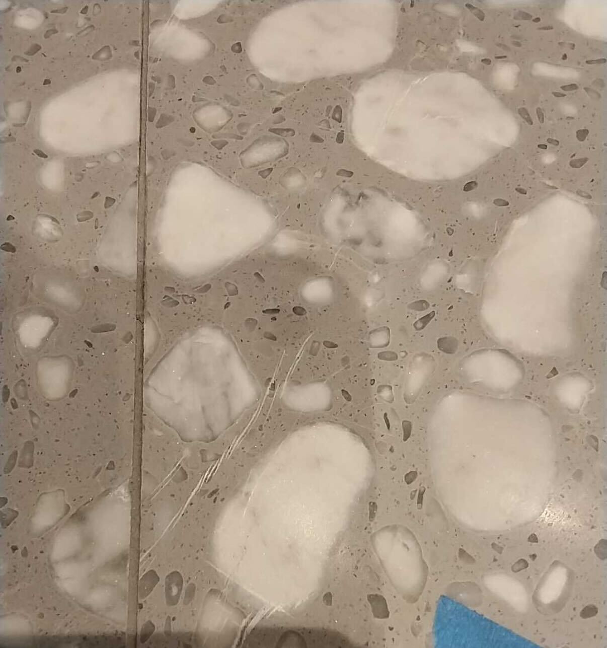 Terrazzo floor restoration in progress by Rose Restoration