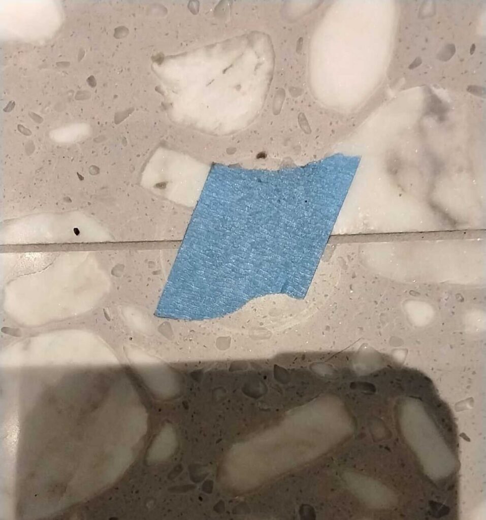 Restored terrazzo floor with polished finish