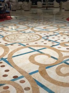 Luxury hotel lobby marble floor restoration by Rose Restoration