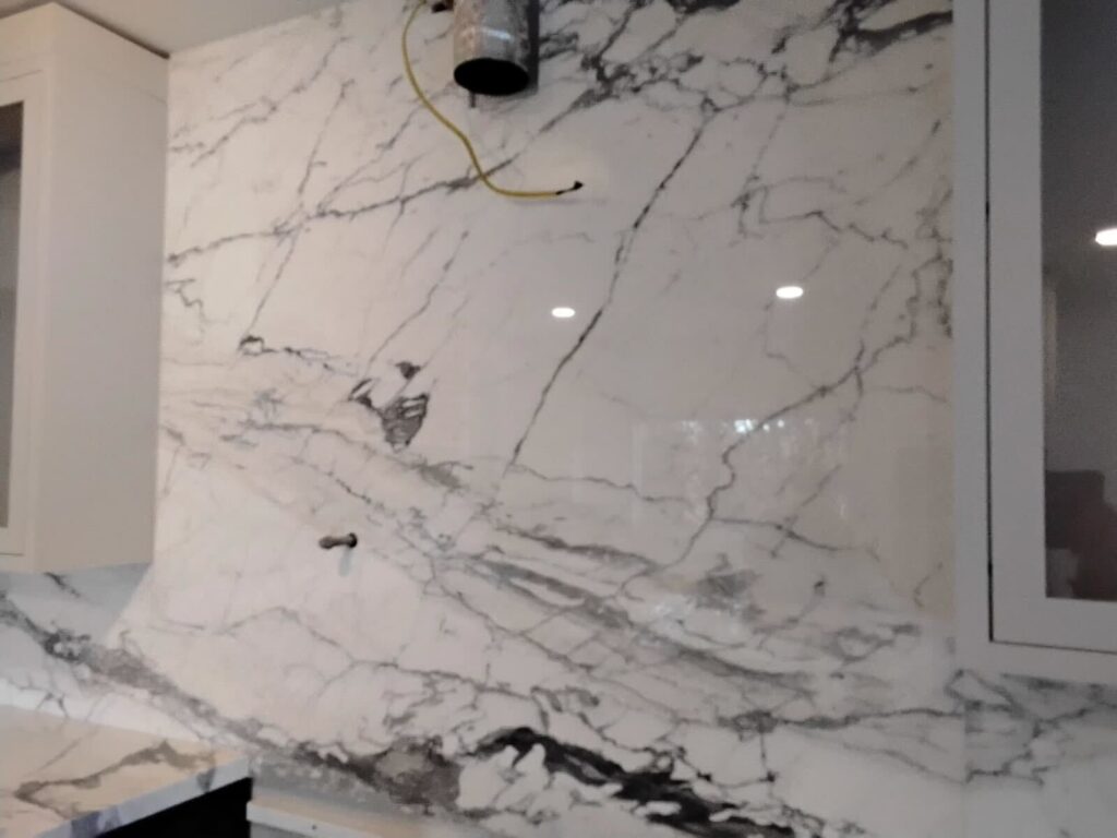 Calacatta marble surface restoration at luxury property