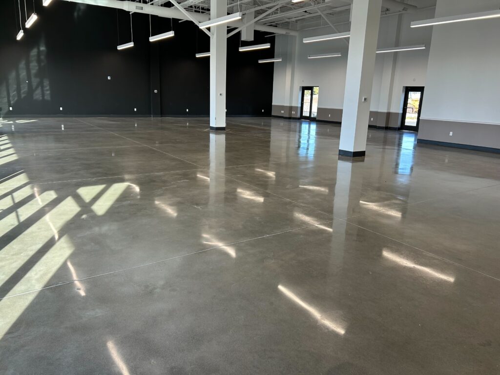Polished concrete floor in a commercial building restored by Rose Restoration