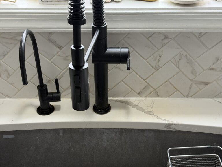 Residential marble kitchen countertop before professional restoration by Rose Restoration