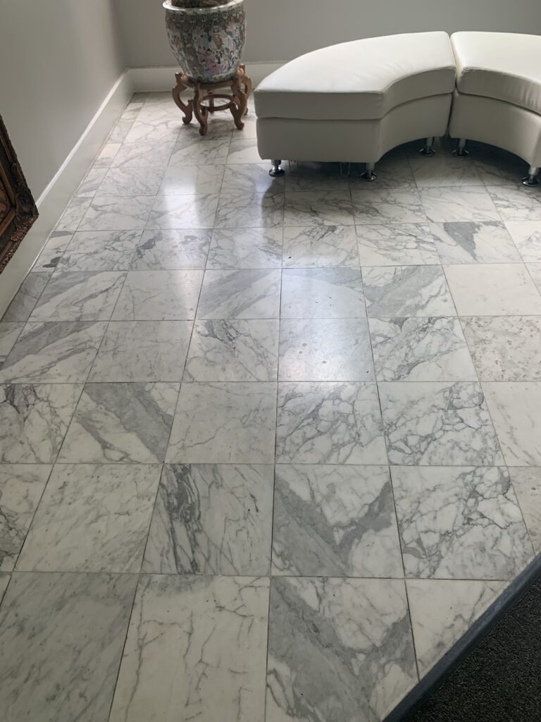 Polished residential marble floor restored by Rose Restoration
