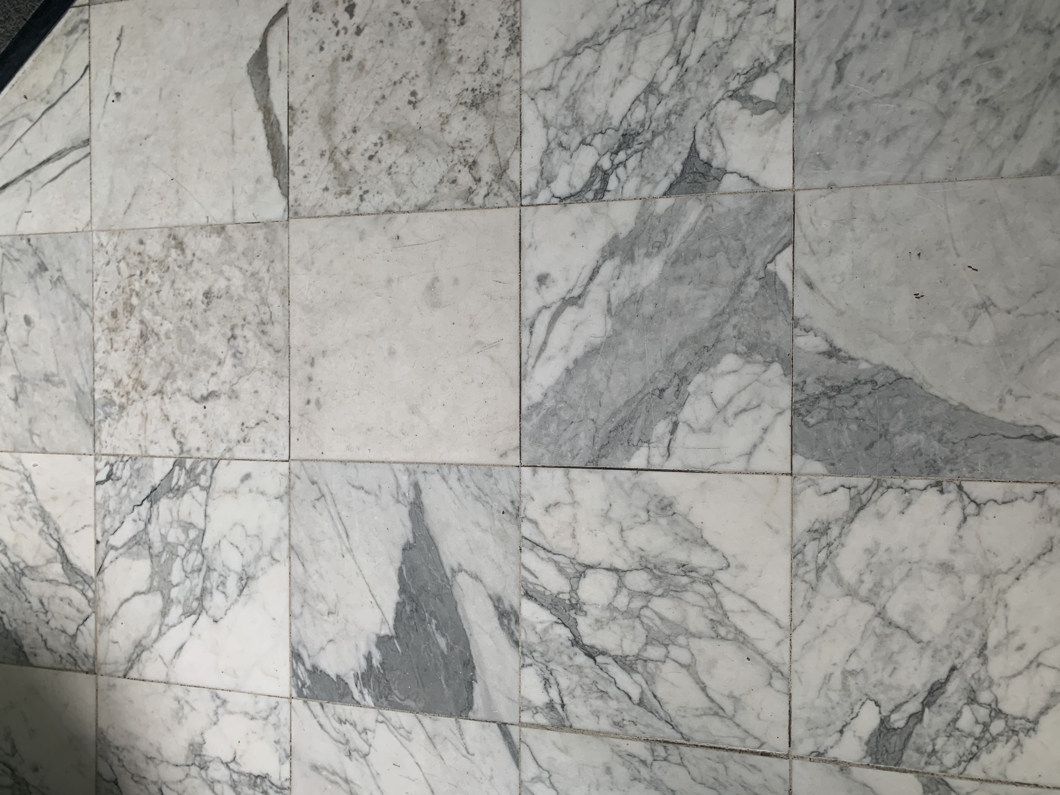 Close-up of polished Carrara marble veining by Rose Restoration