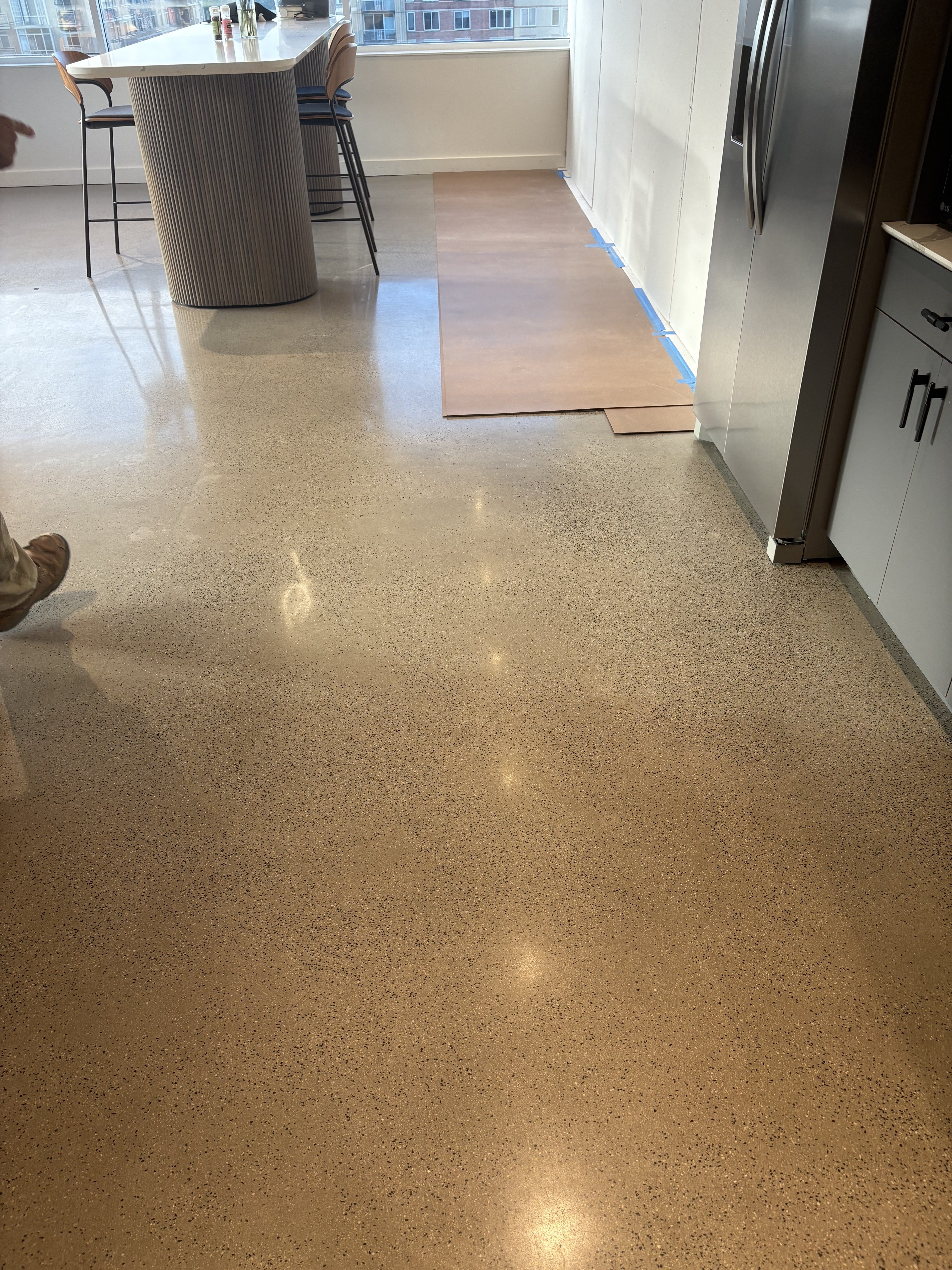 Polished terrazzo kitchen floor in luxury residence by Rose Restoration