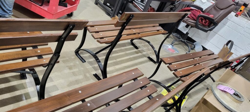 Restored outdoor stone benches by Rose Restoration in Georgetown DC area