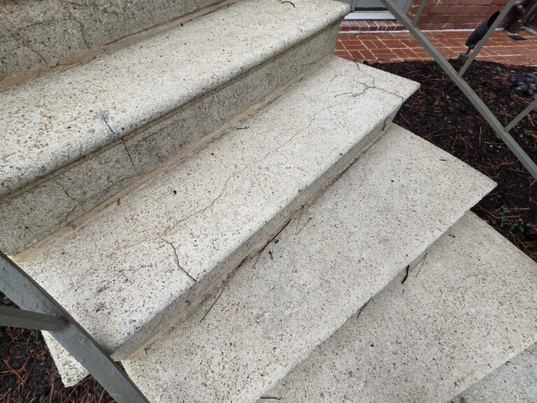Residential exterior stone stair treads before restoration in McLean VA area