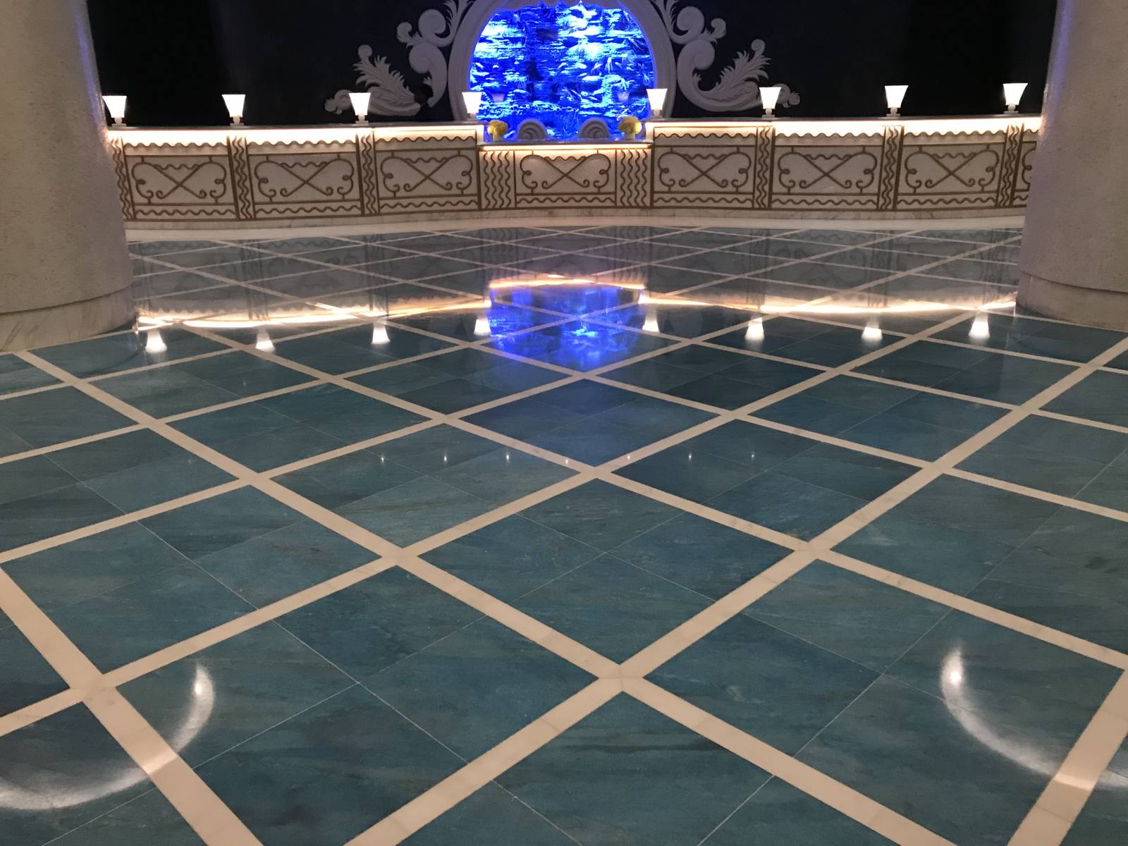 Polished bluestone pool area floor by Rose Restoration
