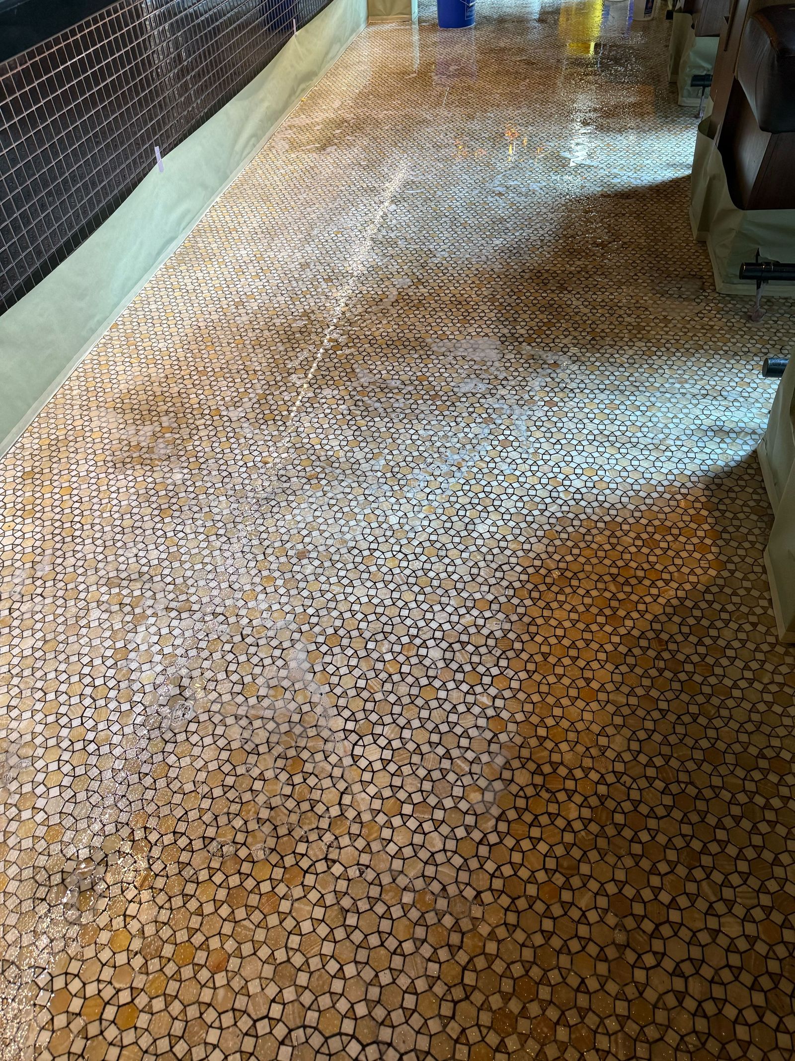 Restored mosaic tile floor at Bourbon Steak, Four Seasons Georgetown, Washington DC