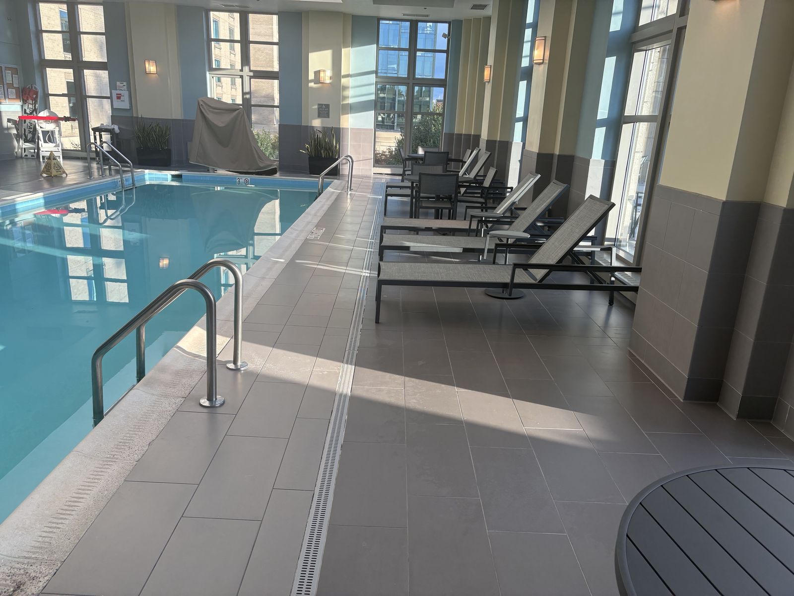 Restored tile pool deck at a Reston hotel in Fairfax County