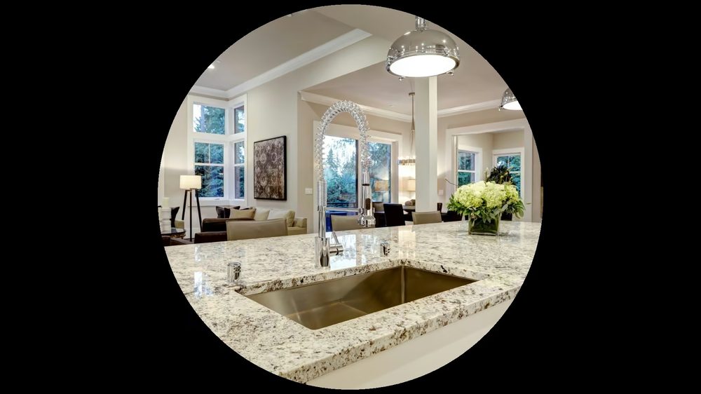 Restored granite kitchen countertop with an undermount sink