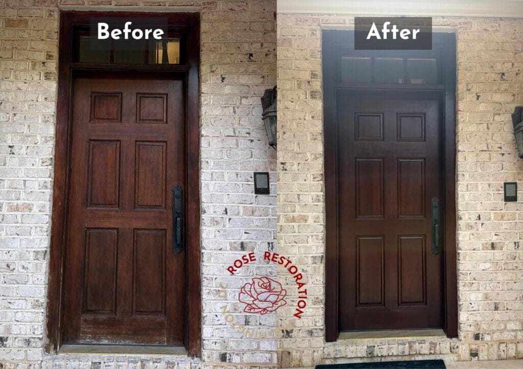 Before and after: wood front door refinished