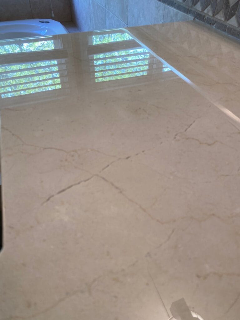 Cracks running through a polished marble floor