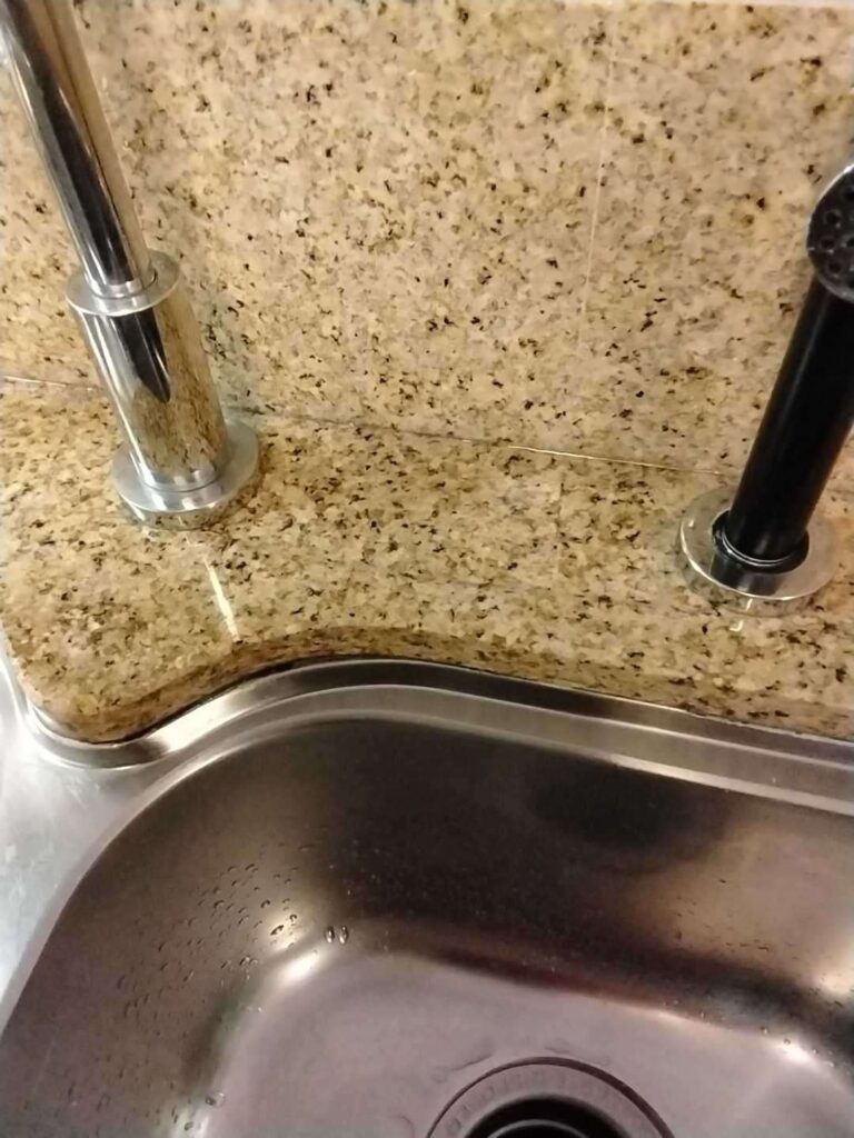 Granite countertop with undermount sink from a Rose Restoration job in Bethesda, MD