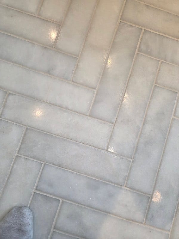 Herringbone tiled floor from a Rose Restoration job in Chevy Chase, MD