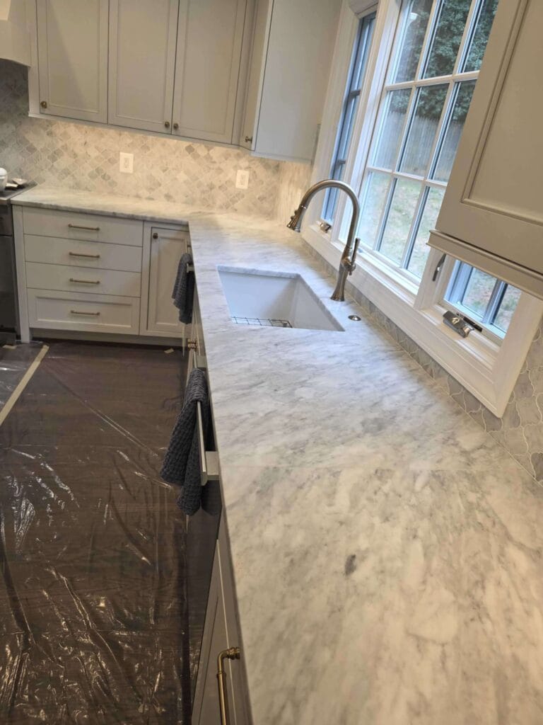 Marble countertop with undermount sink from a Rose Restoration job in McLean, VA