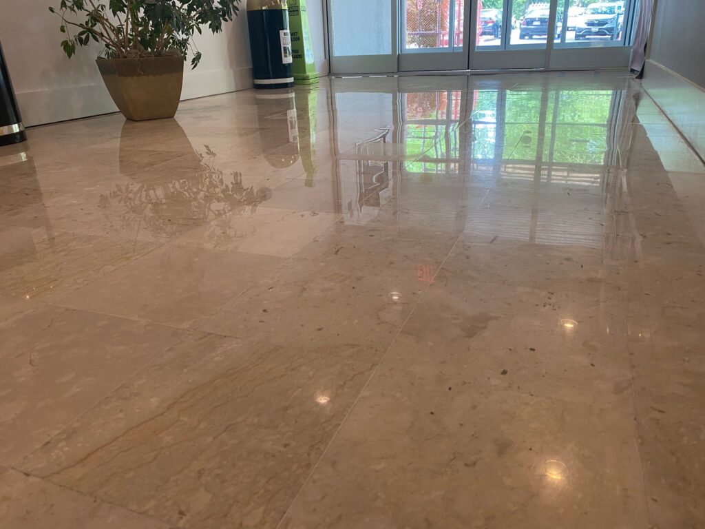 Marble floor dulled by traffic