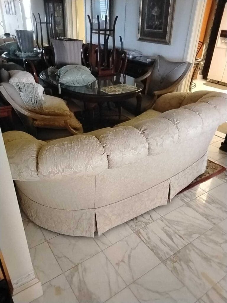Marble floor with patterned rug from a Rose Restoration job in Arlington, VA