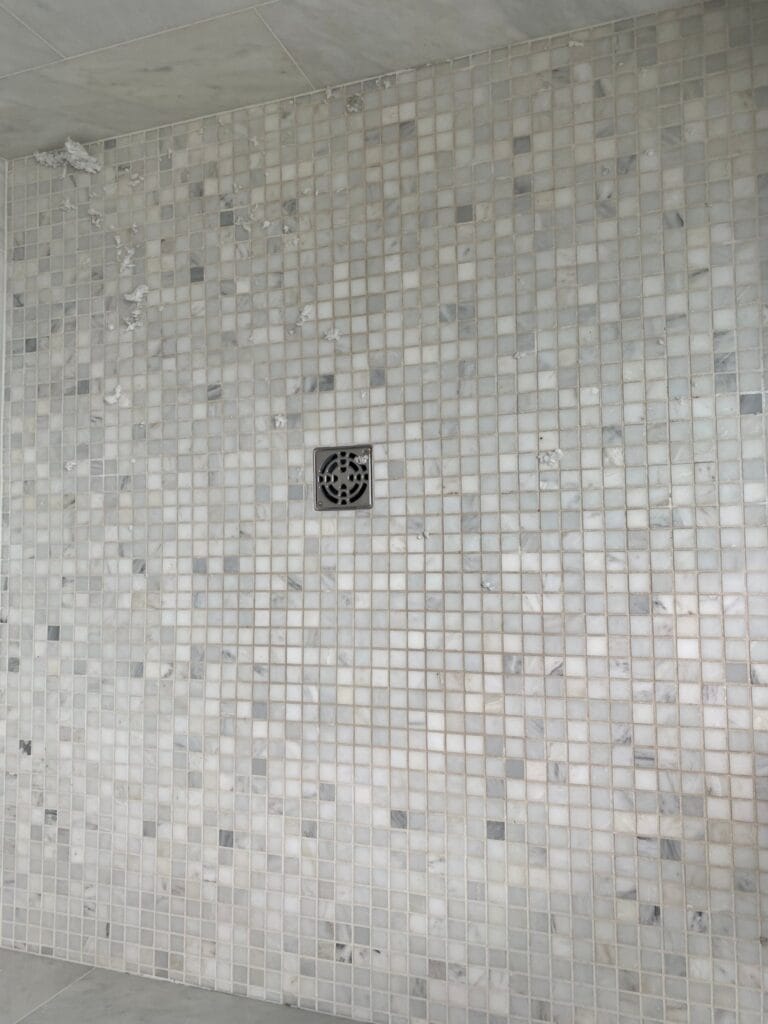 Marble mosaic shower floor