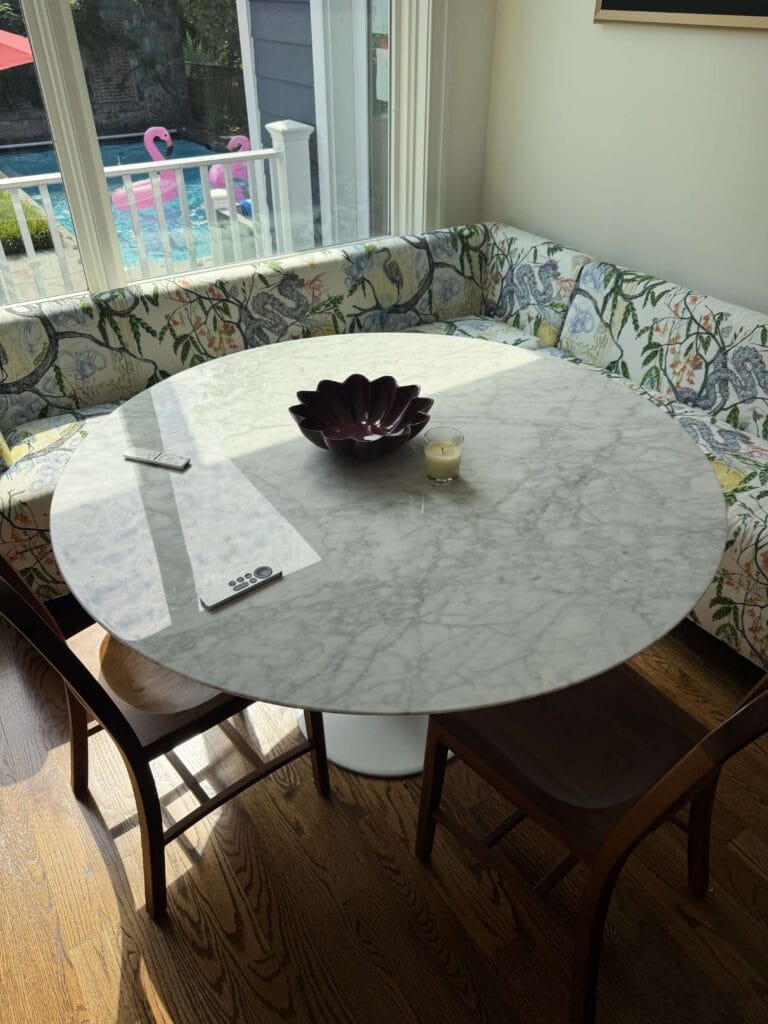 Marble table top from a Rose Restoration job in Washington, DC