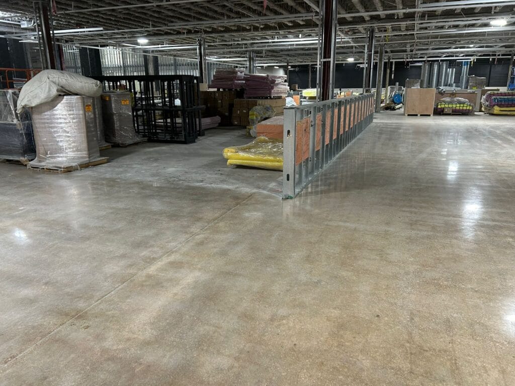 Polished concrete floor in a large back-of-house space