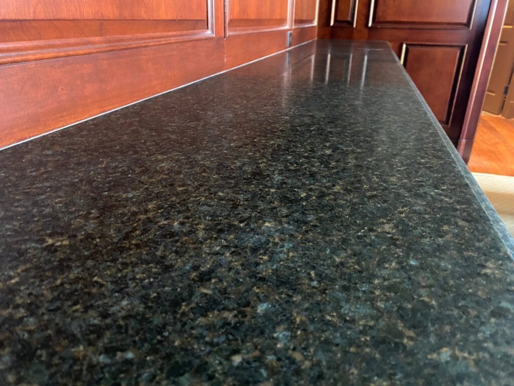 Polished dark granite countertop