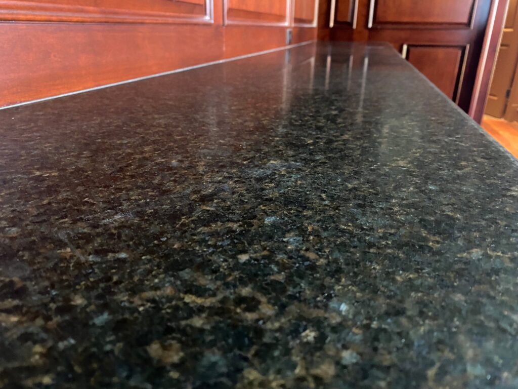 Polished dark granite countertop