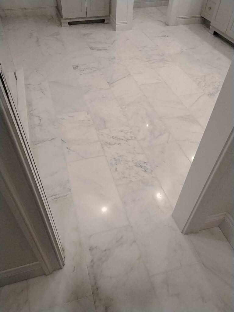 Polished marble floor from a Rose Restoration job in Herndon, VA