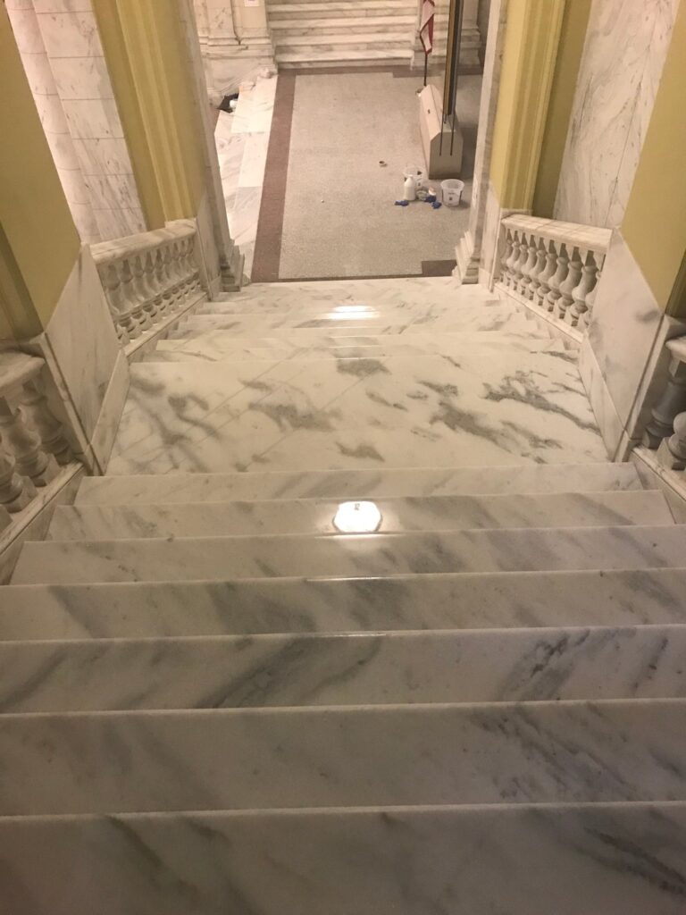 Polished marble stairs