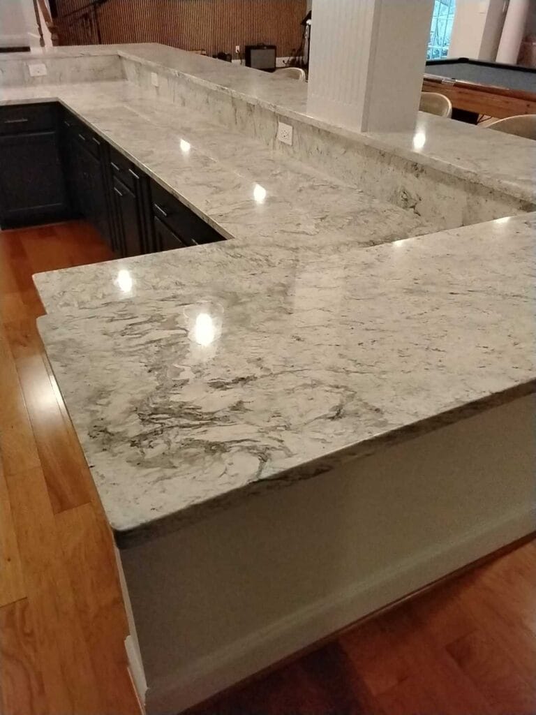 Polished stone countertop from a Rose Restoration job in Washington, DC