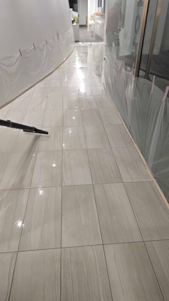 Polished stone floor from a Rose Restoration job in Tysons, VA