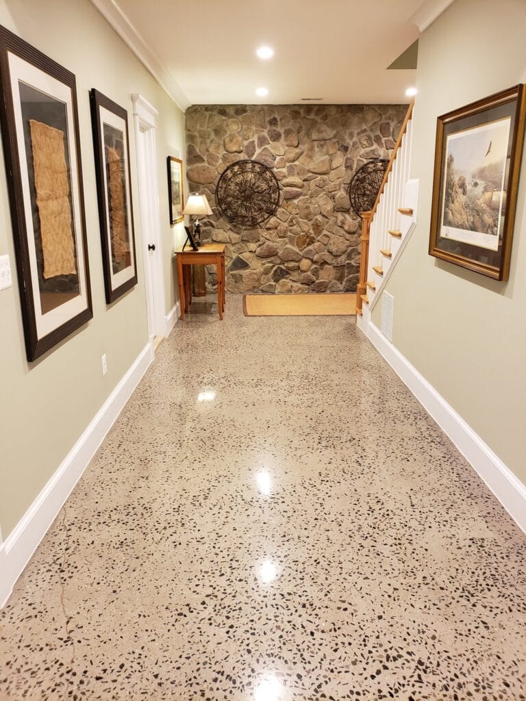 Polished terrazzo hallway