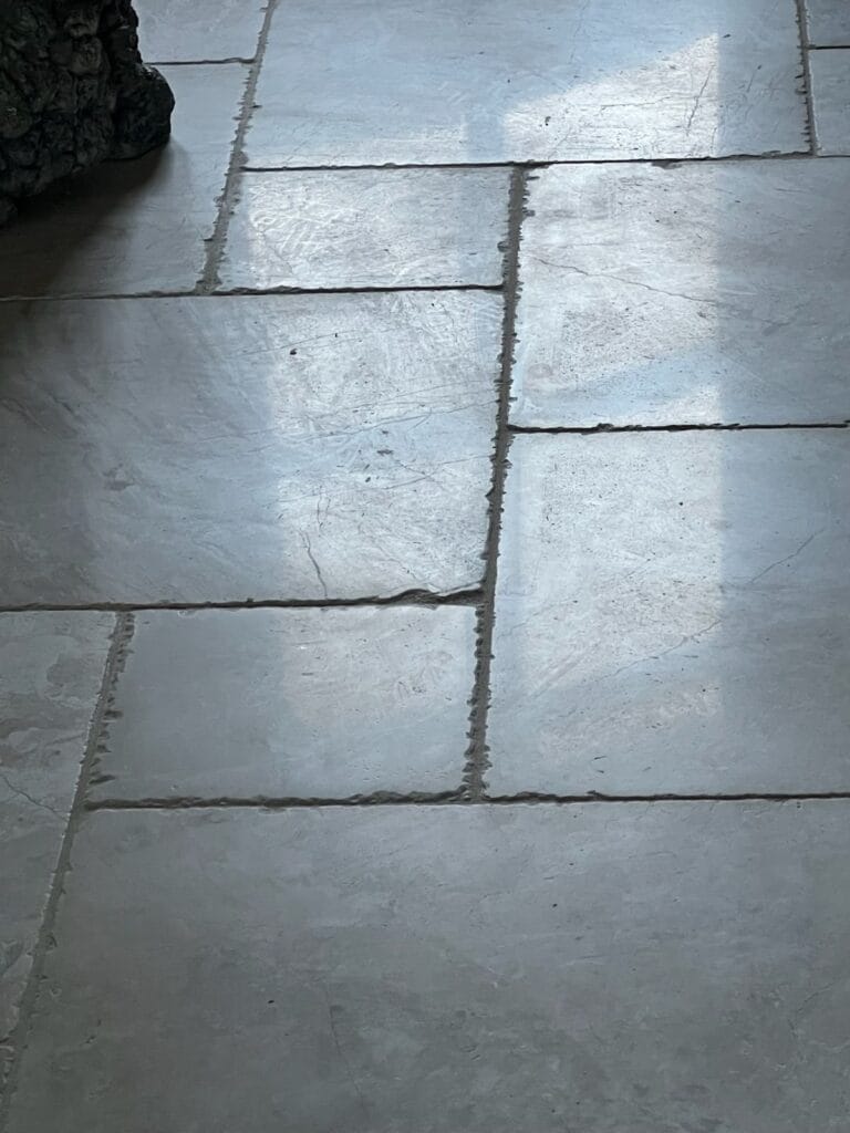 Sealed slate floor with a rich dark tone