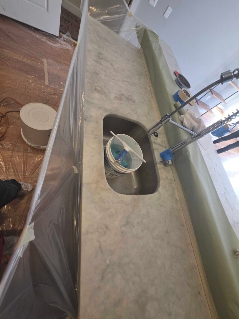 Stone countertop with undermount sink from a Rose Restoration job in Washington, DC