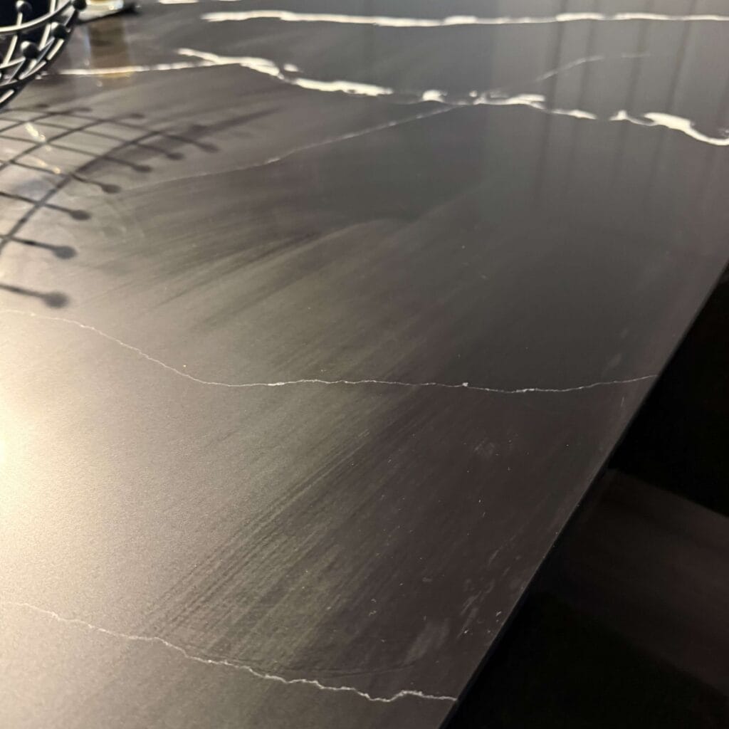 Stone countertop with white veining from a Rose Restoration job in Arlington, VA