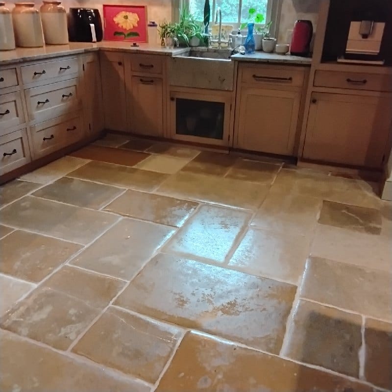 Stone kitchen floor from a Rose Restoration job in McLean, VA
