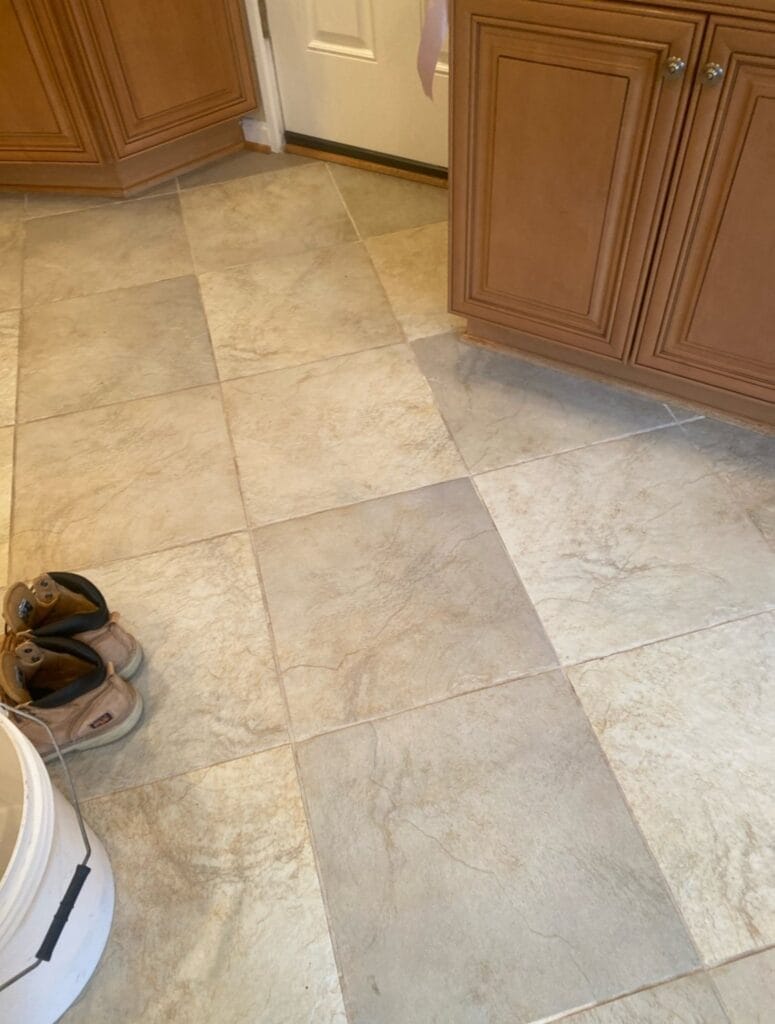 Stone tile kitchen floor from a Rose Restoration job in Annandale, VA