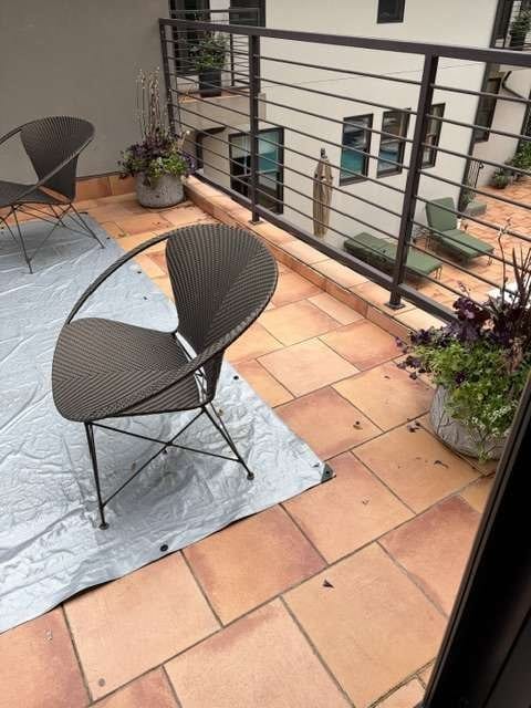 Terracotta tiled balcony floor from a Rose Restoration job in Bethesda, MD