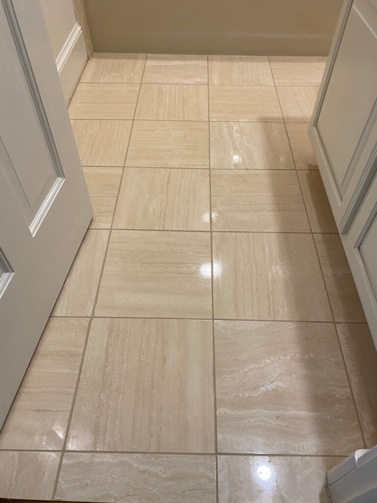 Tile floor with clean, even grout lines