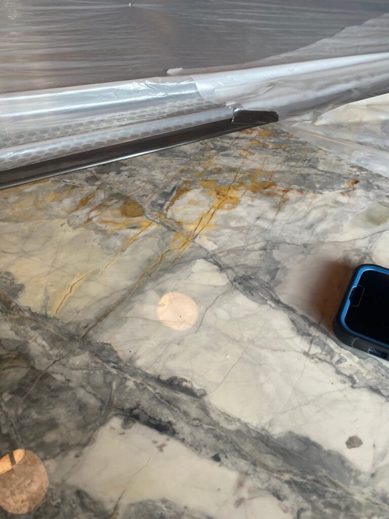 Veined stone countertop