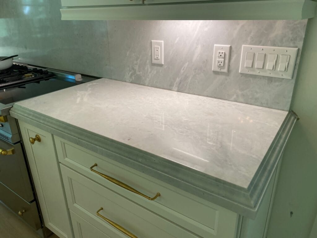 White stone kitchen countertop