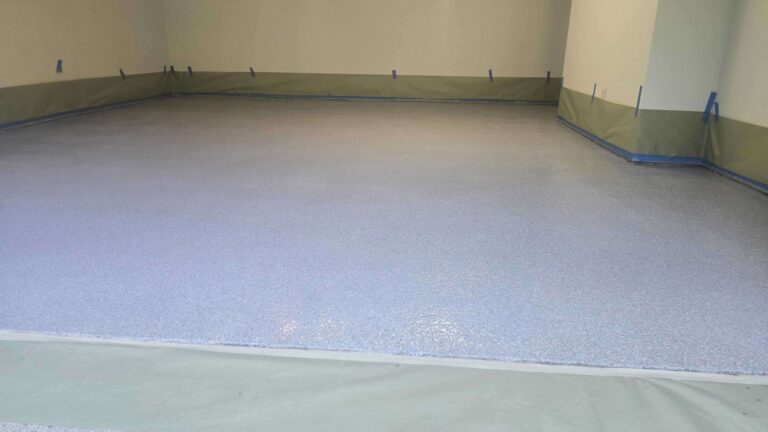 Smooth epoxy floor with speckles, Rose Restoration project