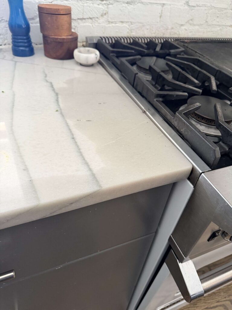 Marble countertop with gas stove, Rose Restoration project